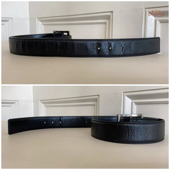 Authentic Gucci Black Monogram Guccissima Leather Silver Buckle Belt 100/40 - Picture 11 of 12